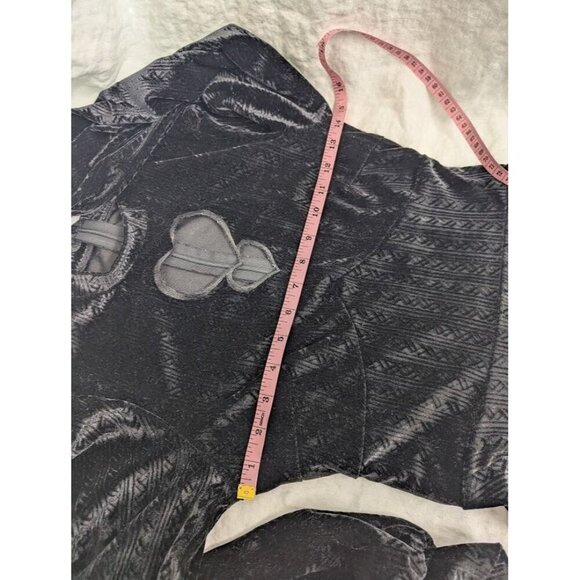 no brand women's sz Medium black velvet heart shaped peep chest mini dress E9 - Picture 6 of 9